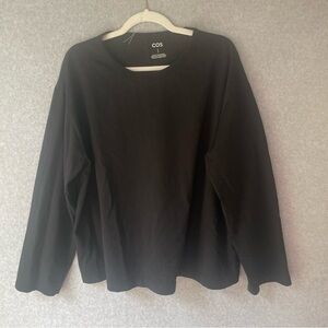 COS Mens Black Long Sleeve Cotton T Shirt Large